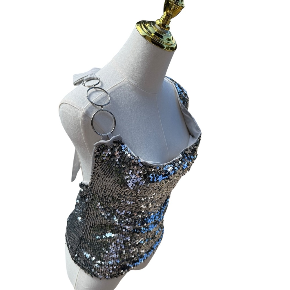 ROMWE Shimmering Silver Sequin Apparel